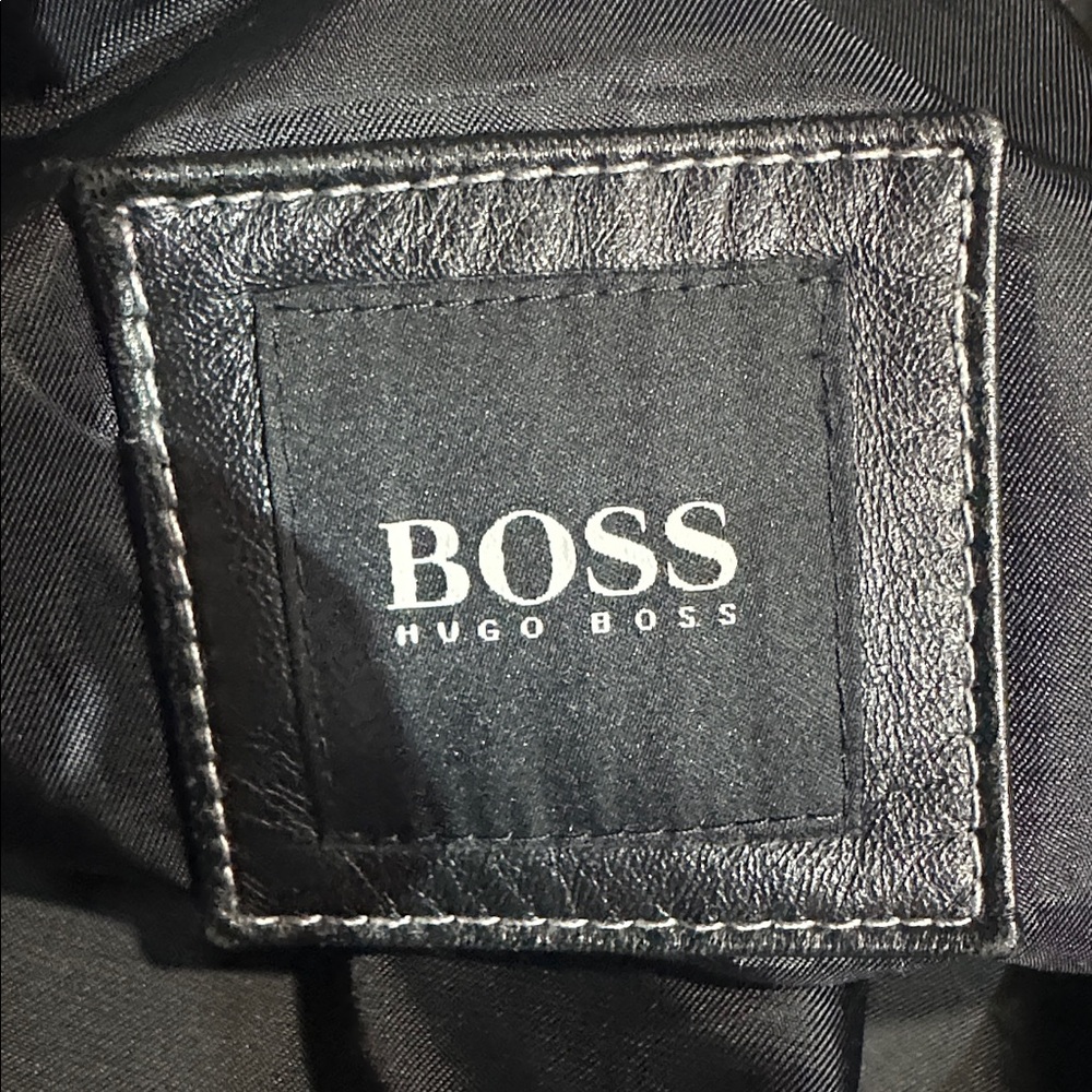 Hugo Boss Men’s Black Lamb Nappa Leather Jacket - Picture 3 of 6